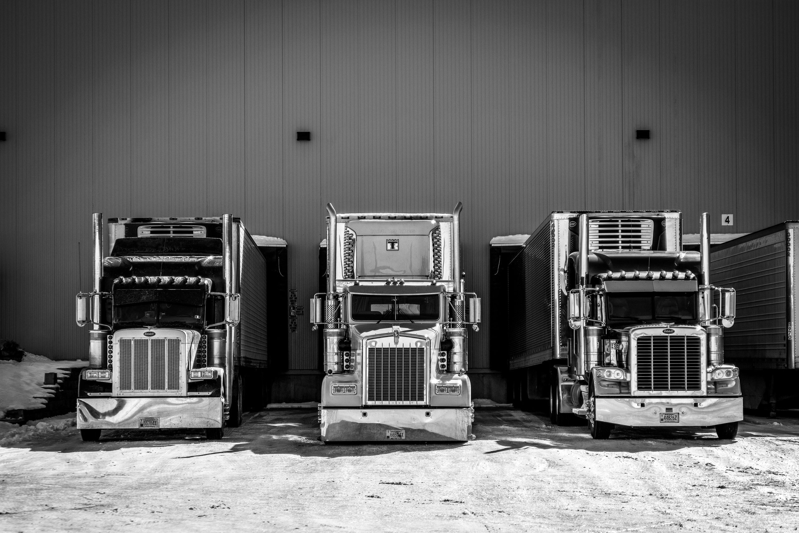 Semi trucks at RV Cold Storage facility